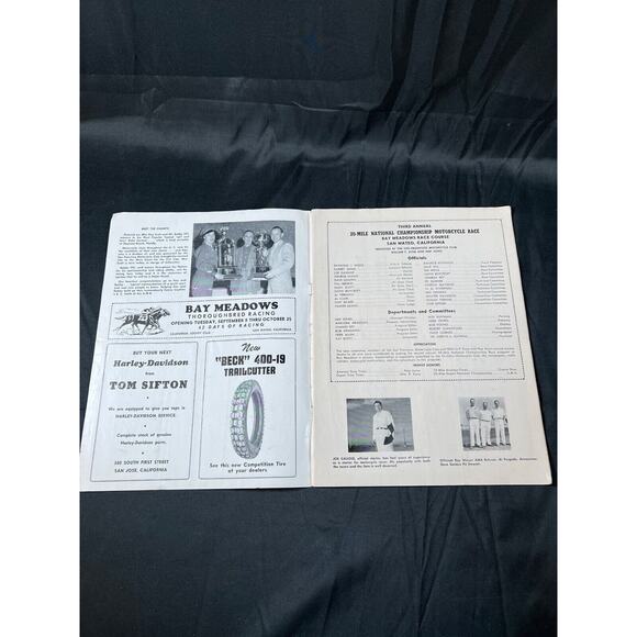 NATIONAL CHAMPIONSHIP MOTORCYCLE RACES SAN MATEO CALIFORNIA 1952 VINTAGE BOOK - Picture 2 of 12